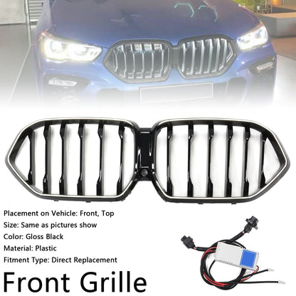 2020-2022 BMW X6 G06 M50i Black Front Bumper Grille with Camera Hole