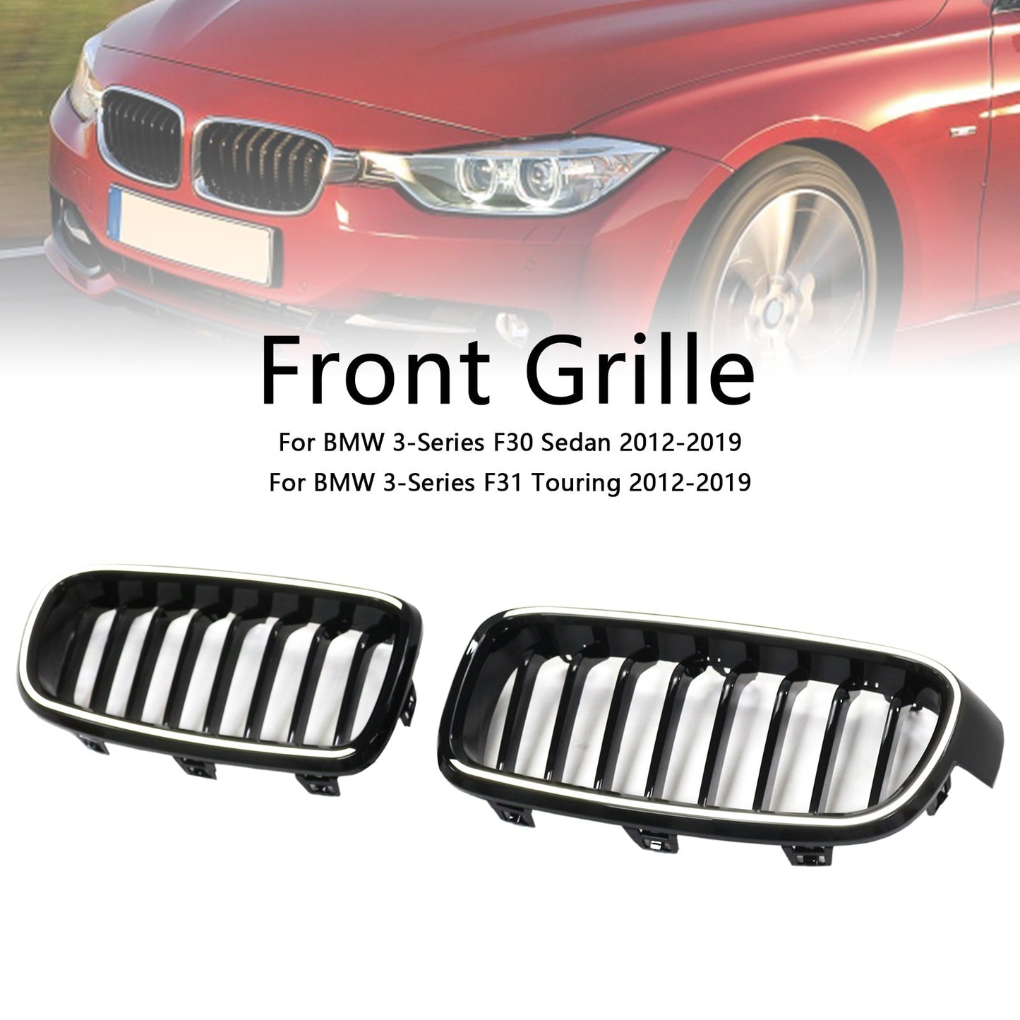 2012-2019 BMW 3 Series F30 F31 F35 Gloss Black Front Kidney Grille (51137263481)