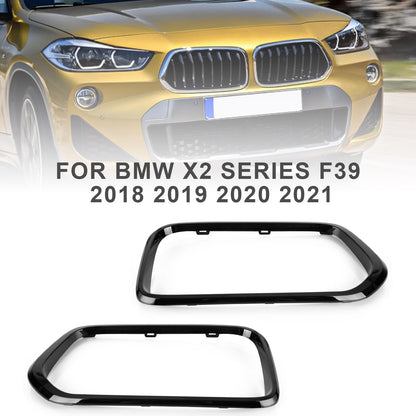 2018-2021 BMW X2 F39 Gloss Black Front Bumper Grill Frame Cover Trim