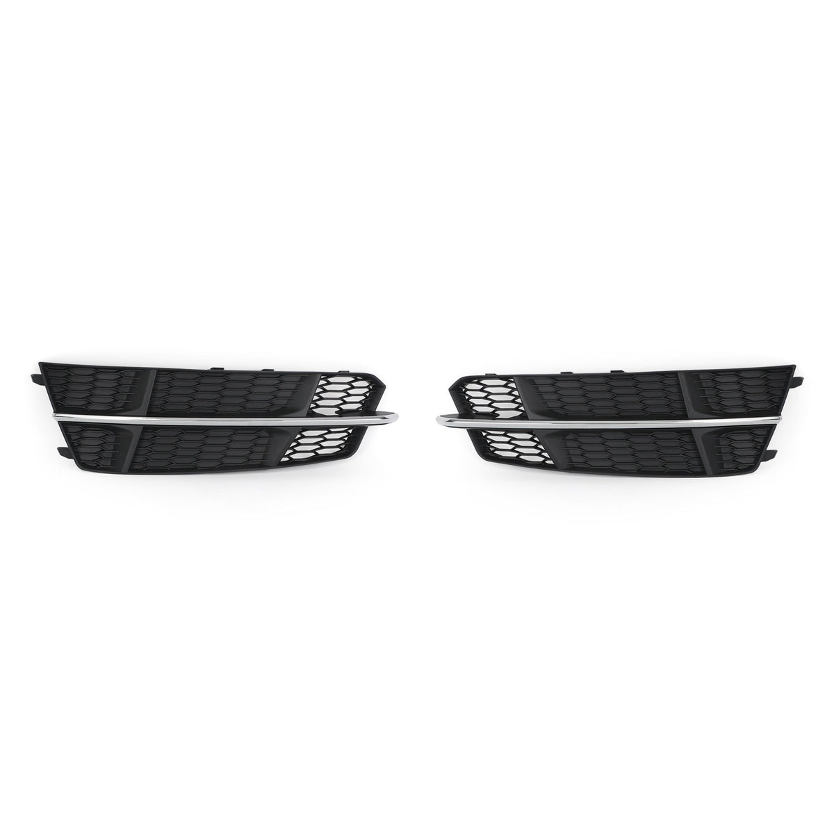 2016-2018 Audi A6 C7 S-Line Front Bumper Lower Grille — Black Chrome Pair