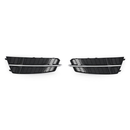 2016-2018 Audi A6 C7 S-Line Front Bumper Lower Grille — Black Chrome Pair
