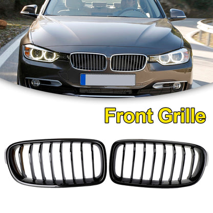 2012-2019 BMW 3 Series F30 F31 F35 Gloss Black Front Kidney Grill — Pair (51137263481 / 51137263482)