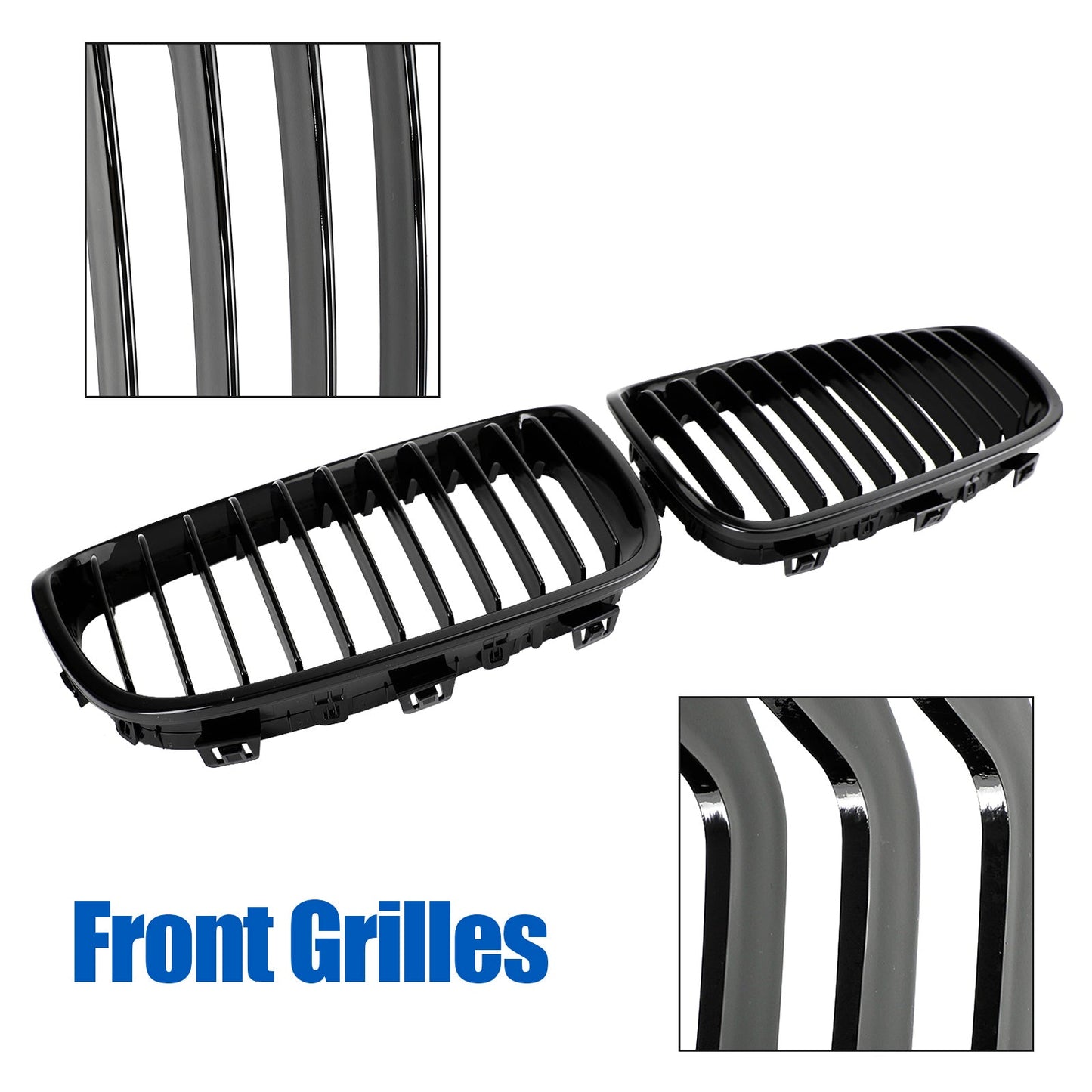 2012-2014 BMW 1 Series F20 F21 3-Door Pre-Facelift Front Bumper Kidney Grille — Pair (51137239021 / 51137262119)