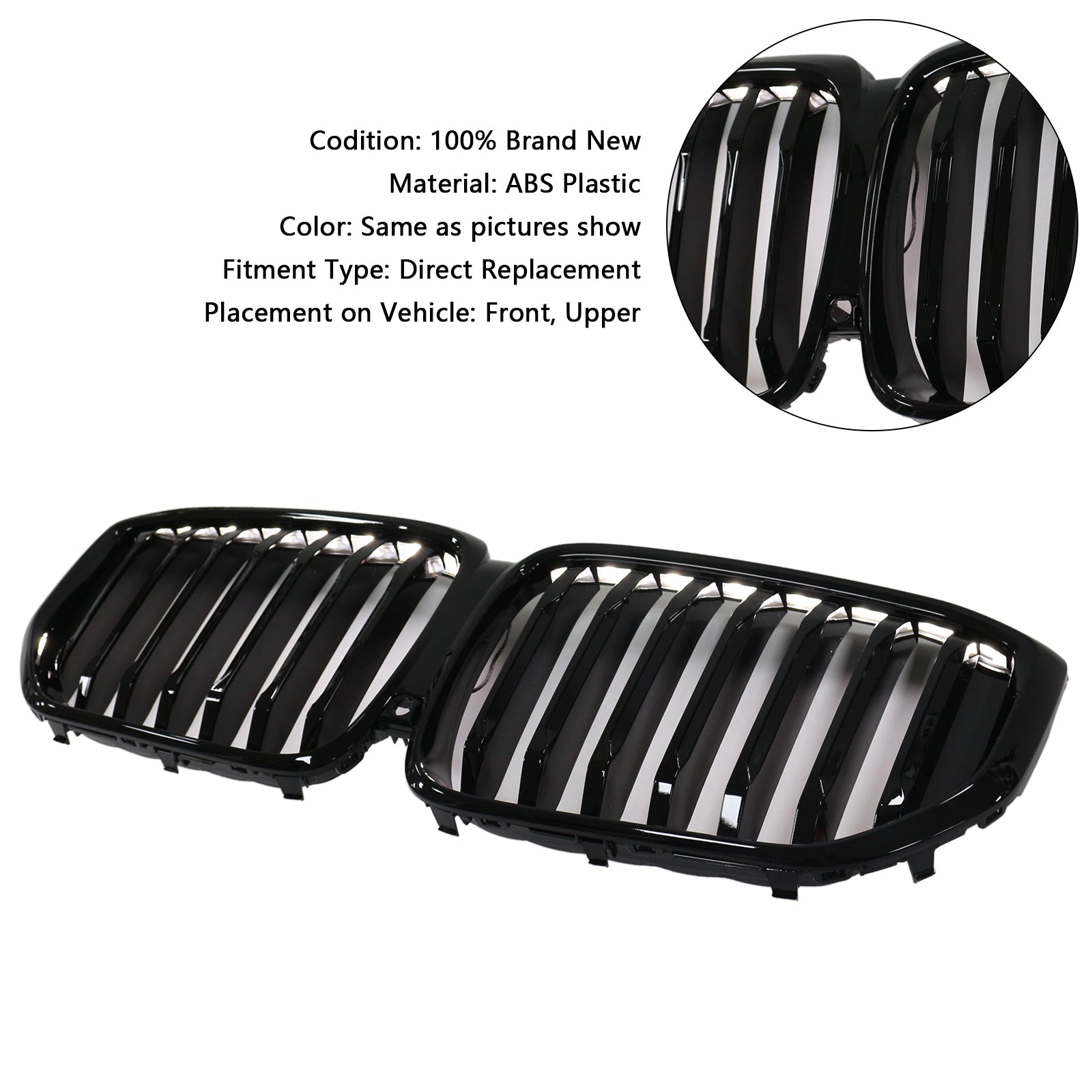 2019-2022 BMW X5 G05 M-Performance Gloss Black Front Kidney Grille (51137454887)