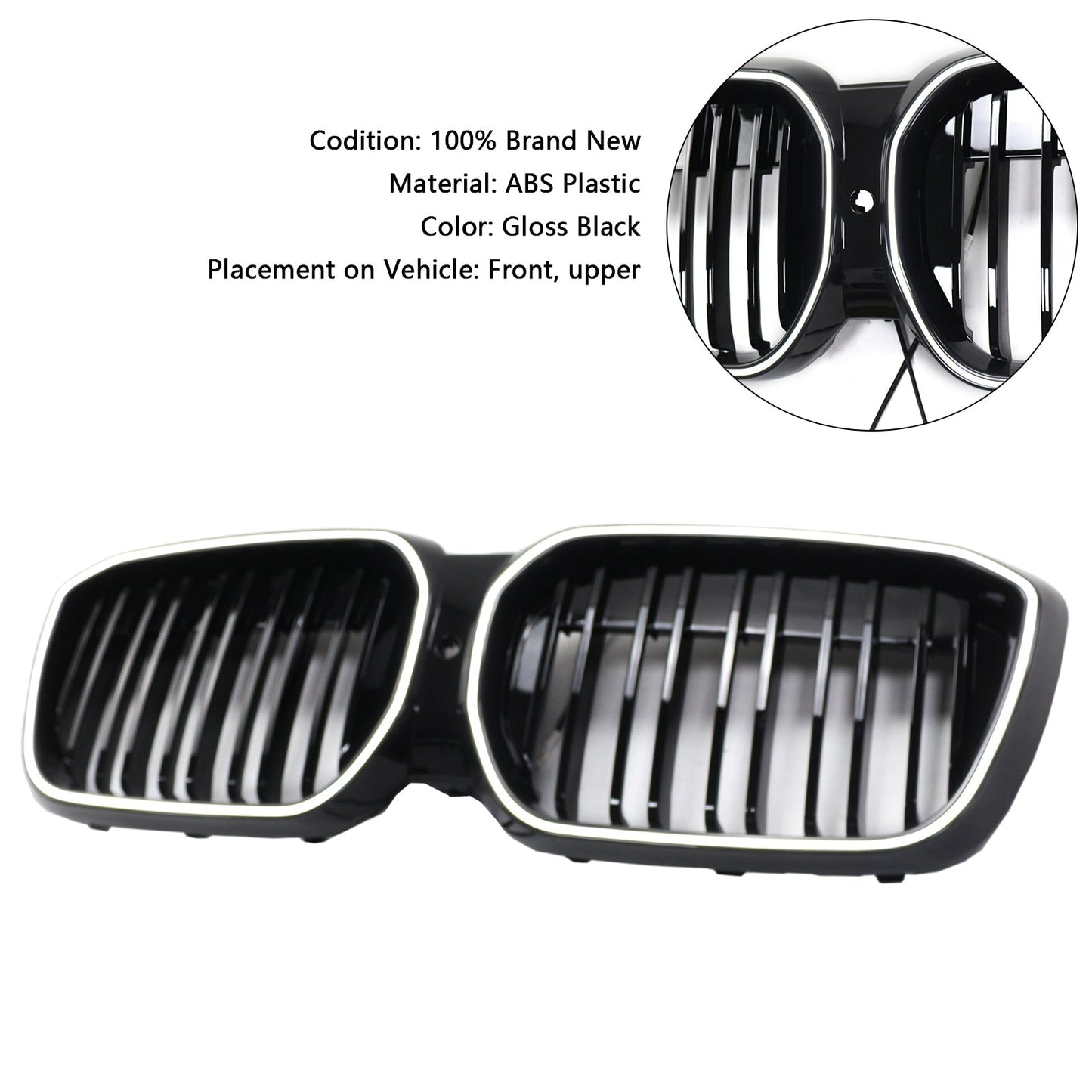 2022-2024 BMW iX3 G08 LCI Double Slat Black Front Kidney Grille