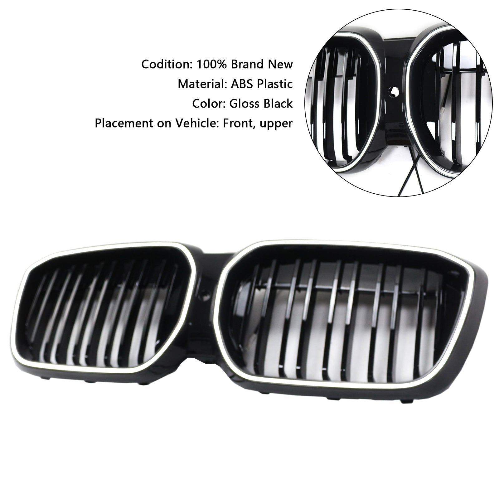 2022-2024 BMW iX3 G08 LCI Double Slat Black Front Kidney Grille