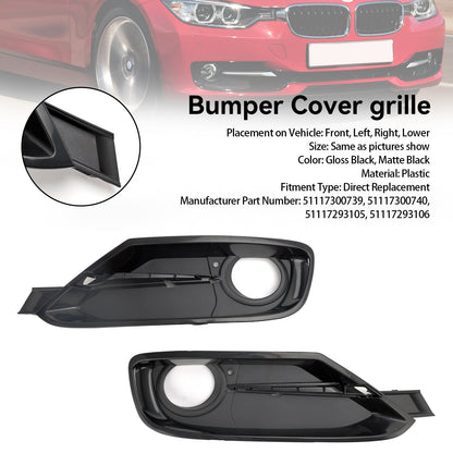2013-2015 BMW 3 Series F31 Front Bumper Fog Light Grille Cover — Pair (51117300739 / 51117300740)