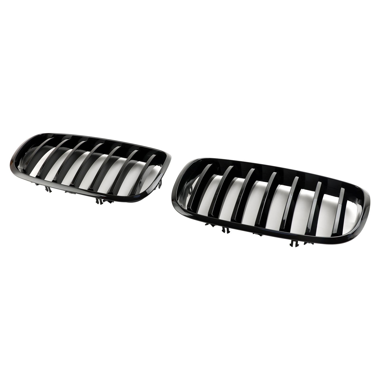 2007-2013 BMW X5 E70 Gloss Black Front Bumper Kidney Grille — Pair (51137157687 / 51137305589)