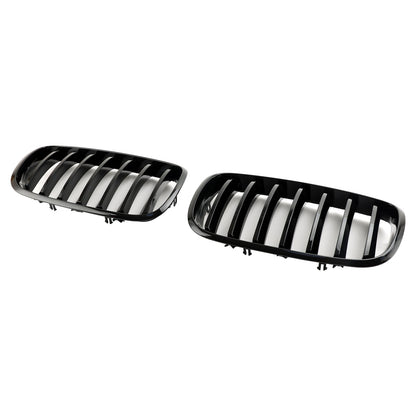 2007-2013 BMW X5 E70 Gloss Black Front Bumper Kidney Grille — Pair (51137157687 / 51137305589)