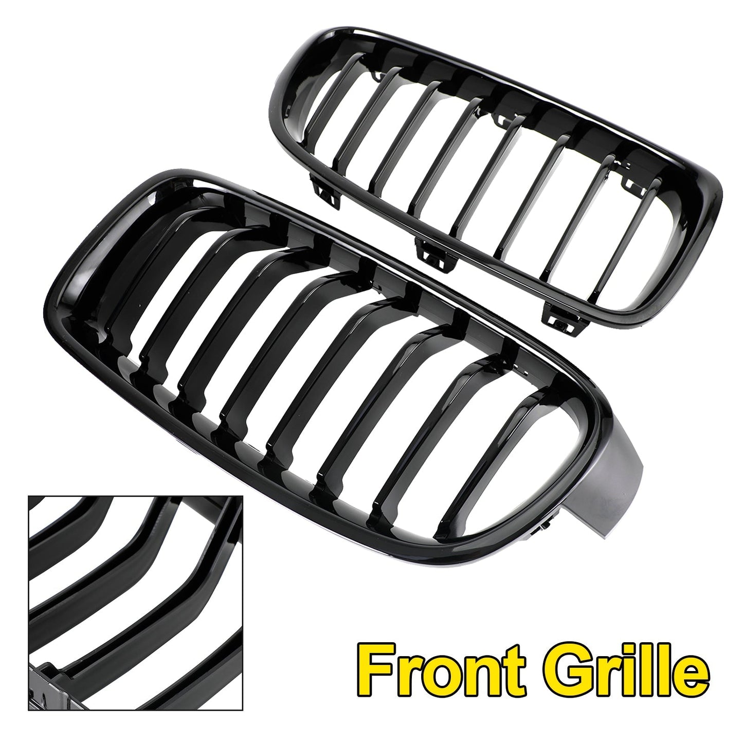 2012-2019 BMW 3 Series F30 F31 F35 Gloss Black Front Kidney Grill — Pair (51137263481 / 51137263482)