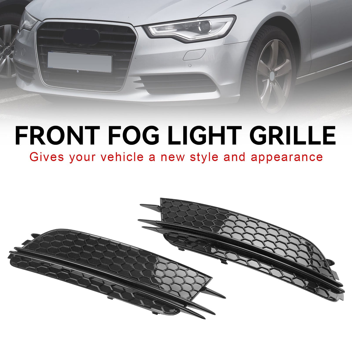 2012-2015 Audi A6 C7 Sedan Avant Standard Version Front Fog Light Cover Bezel Grille — Pair (7911070549)