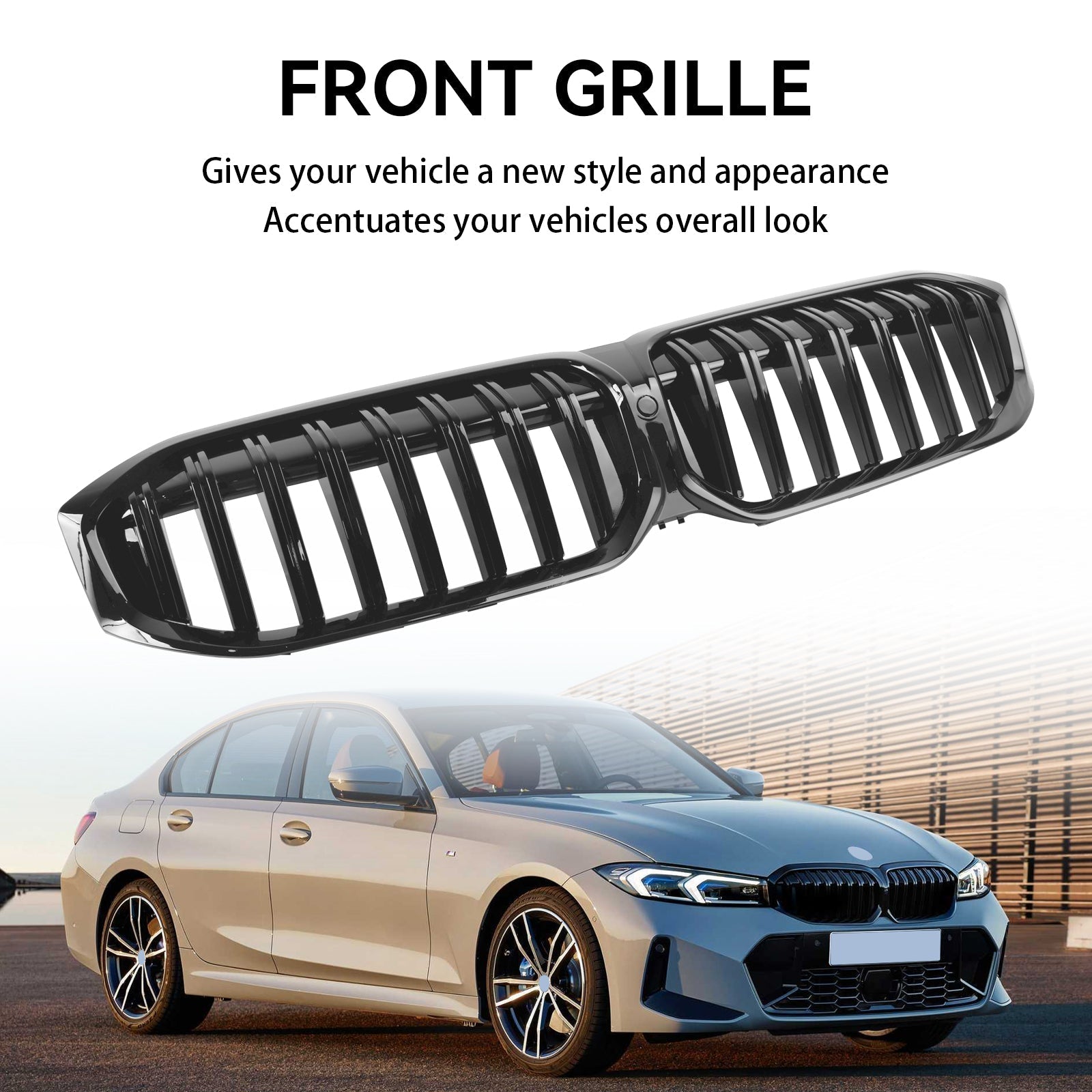 2023-2024 BMW 3 Series G20 G21 G28 320i 330i M340i Gloss Black Front Kidney Grille (LCI)