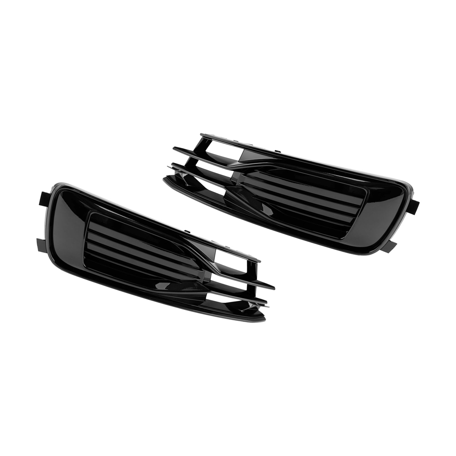 2014-2018 Audi A6 C7 Black Front Bumper Fog Light Cover Grille — Pair (4G0807647T94 / 4G0807648T94)