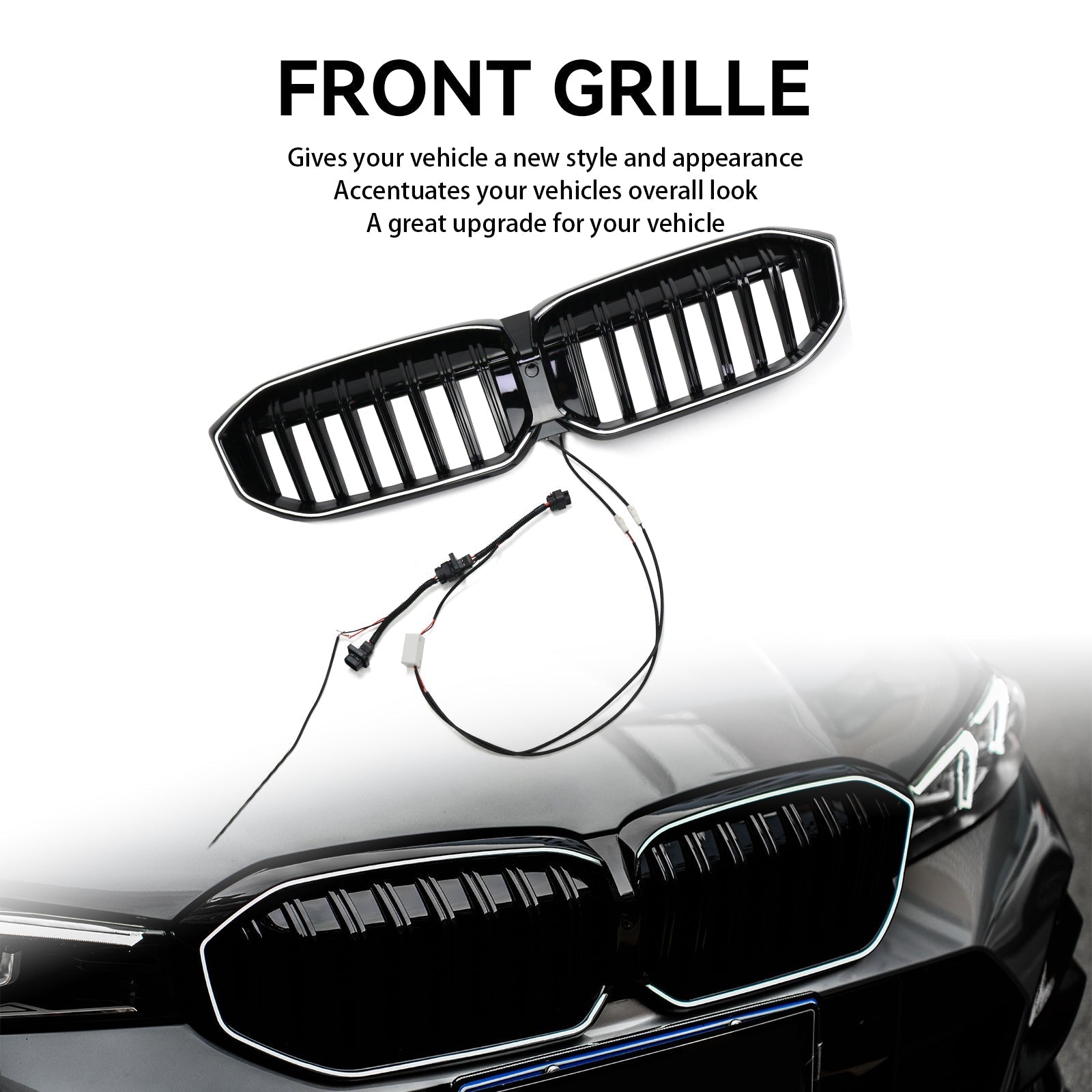 2023-2024 BMW 3 Series G20 G21 G28 Gloss Black Front Kidney Grille Mesh