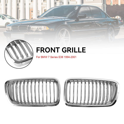 1994-2001 BMW 7 Series E38 Chrome Front Kidney Grille — Pair (51138125811 / 51138125812)