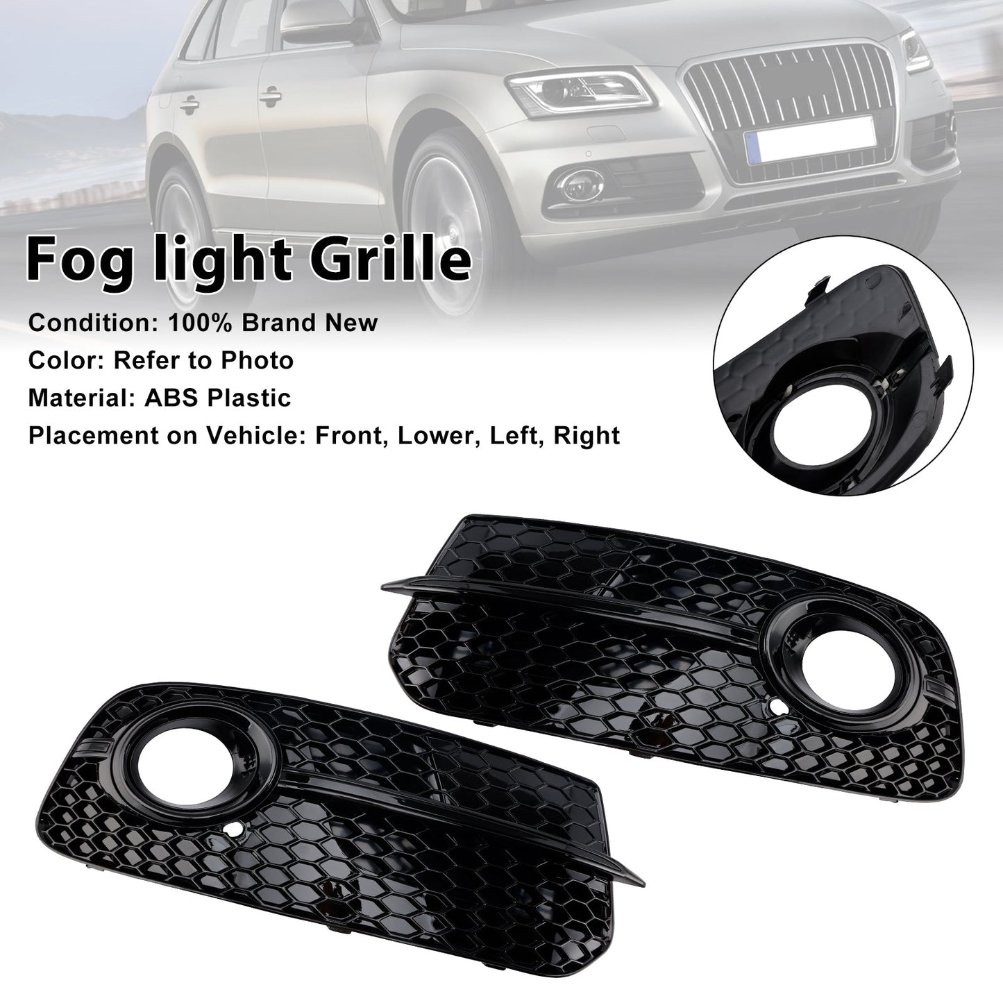2013-2017 Audi Q5 Standard Front Bumper Fog Light Grill Grille (8R0807681M)