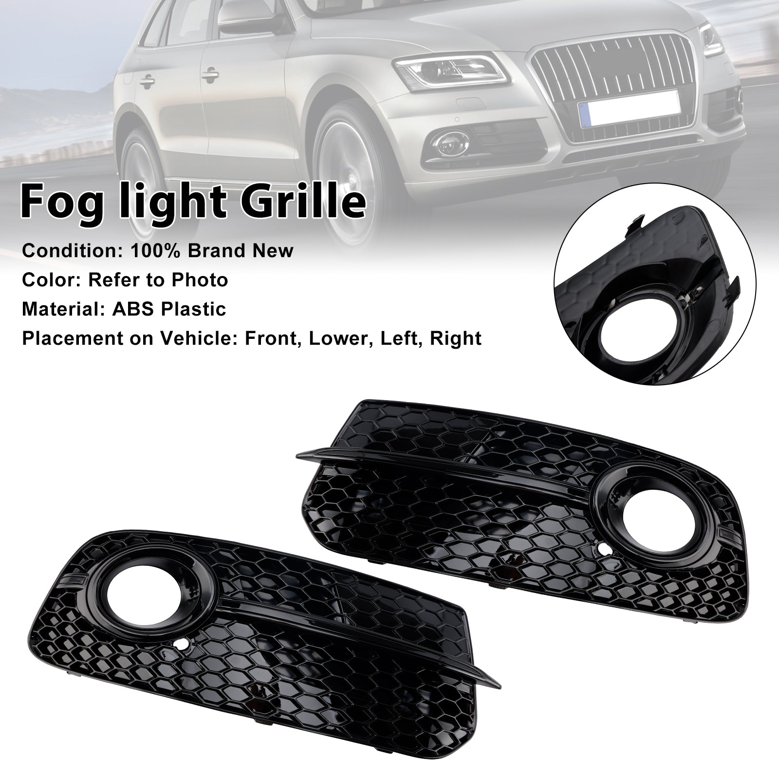 2013-2017 Audi Q5 Standard Front Bumper Fog Light Grill Grille (8R0807681M)