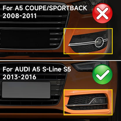 2013-2016 Audi A5 S-Line S5 Black Front Fog Lamp Trim Grill — Pair
