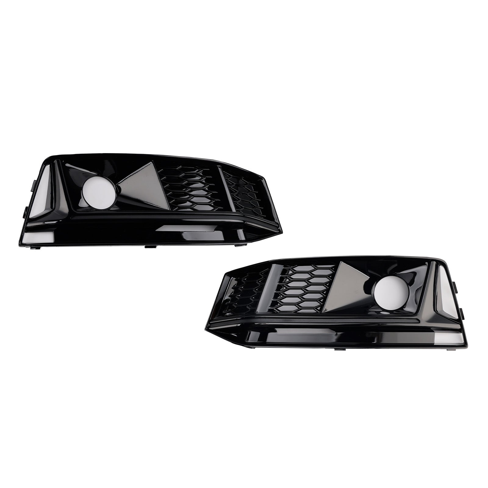 2016-2019 Audi A4 B9 S4 Black Front Bumper Fog Light Grille — Pair