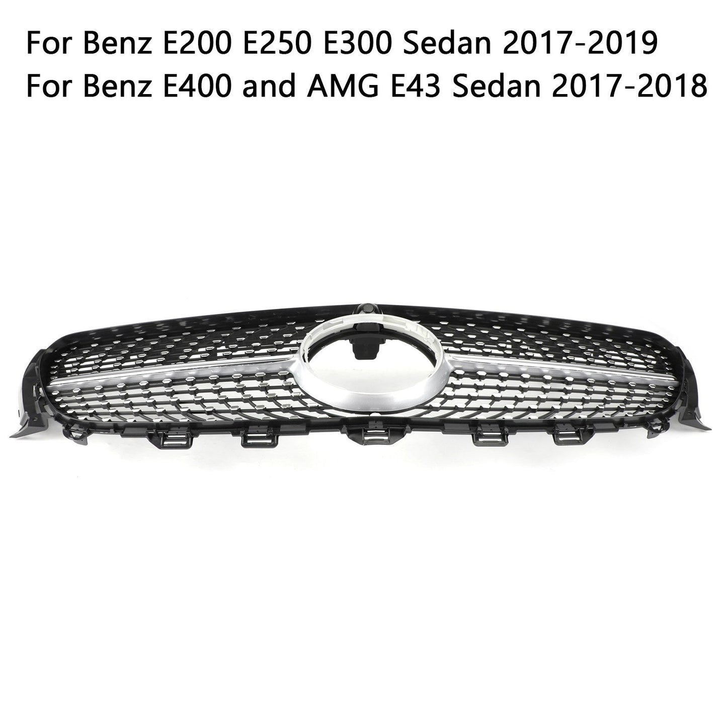 2017-2019 Mercedes-Benz E-Class W213 E200 E250 E300 Diamond Silver Border Front Grille