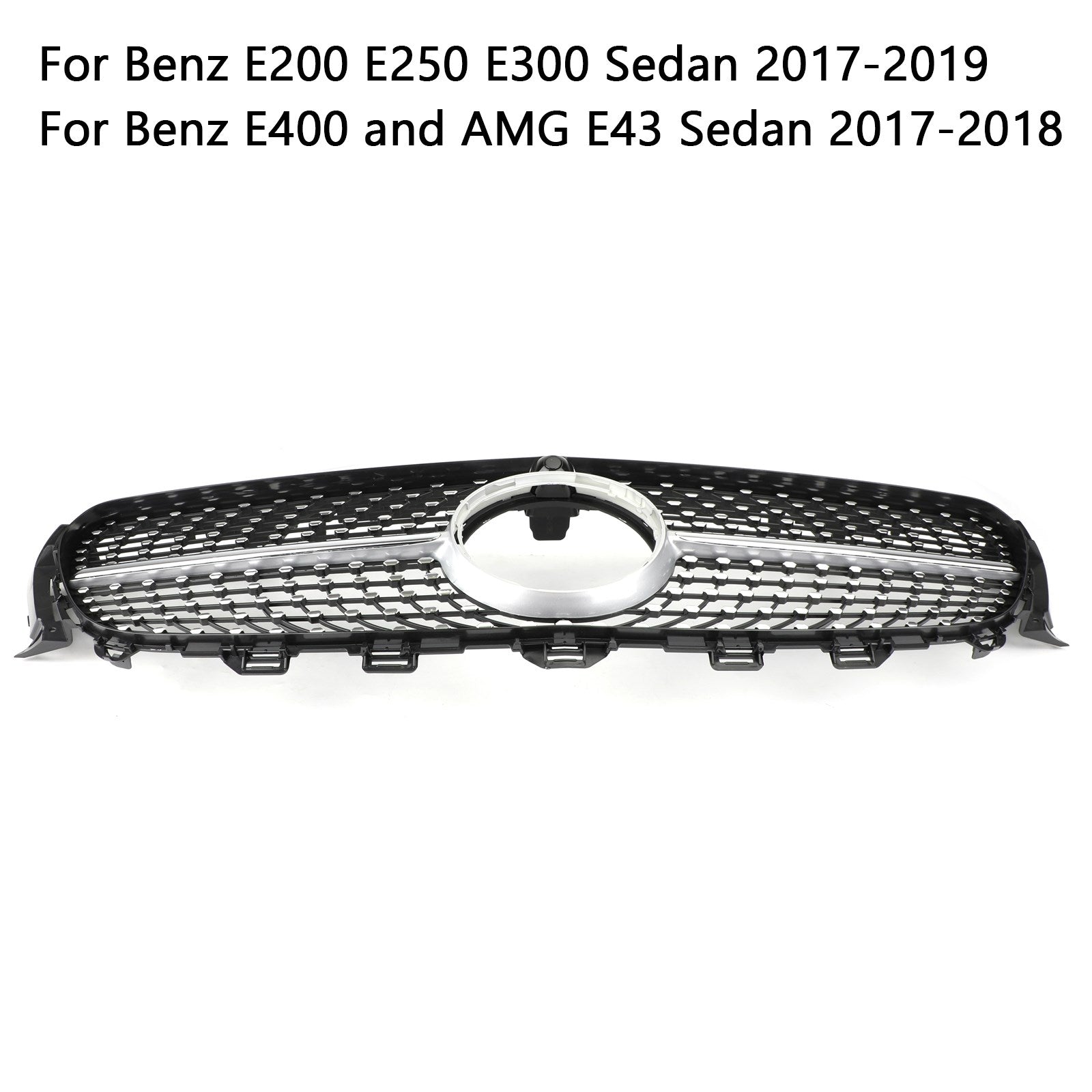 2017-2019 Mercedes-Benz E-Class W213 E200 E250 E300 Diamond Silver Border Front Grille