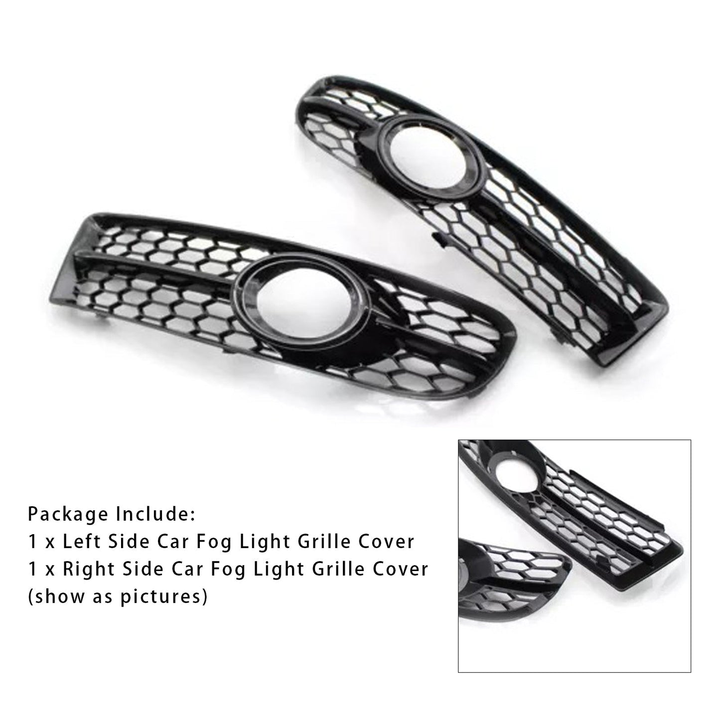 2005-2008 Audi A4 B7 S-Line S4 Front Bumper Honeycomb Fog Light Grille — Pair (8E0807681F / 8E0807682F)