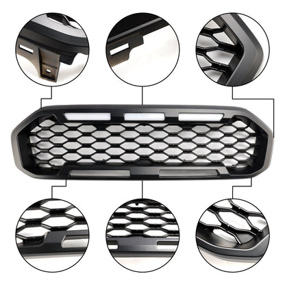 2019-2023 Ford Ranger T8 Front Bumper Grill Grille Black W/LED Light