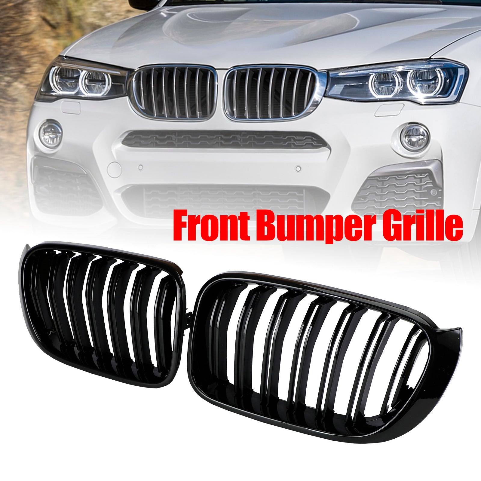 2014-2017 BMW X3 F25 / X4 F26 Gloss Black Front Bumper Kidney Grille