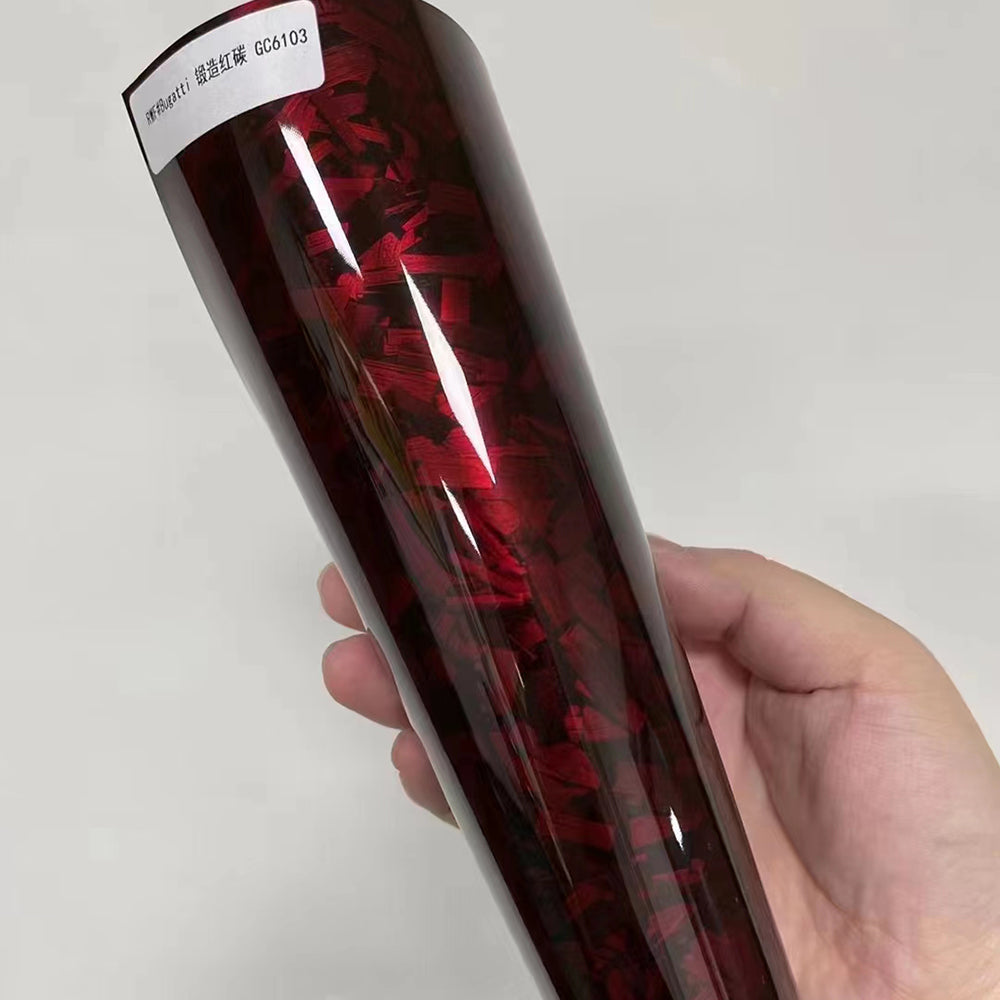 Forged Carbon Red Texture Vinyl Wrap (PET liner)