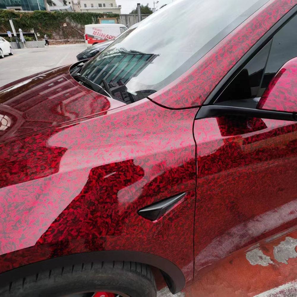 Forged Carbon Red Texture Vinyl Wrap (PET liner)