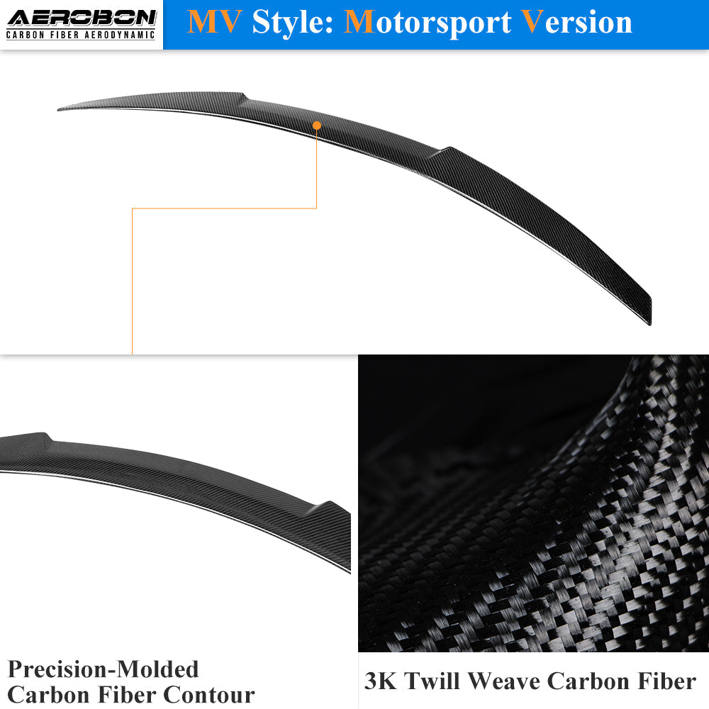 AeroBon CF Trunk Spoiler BMW 3 Series F30 / M3 F80 (2013-2018) MV - detail close-up