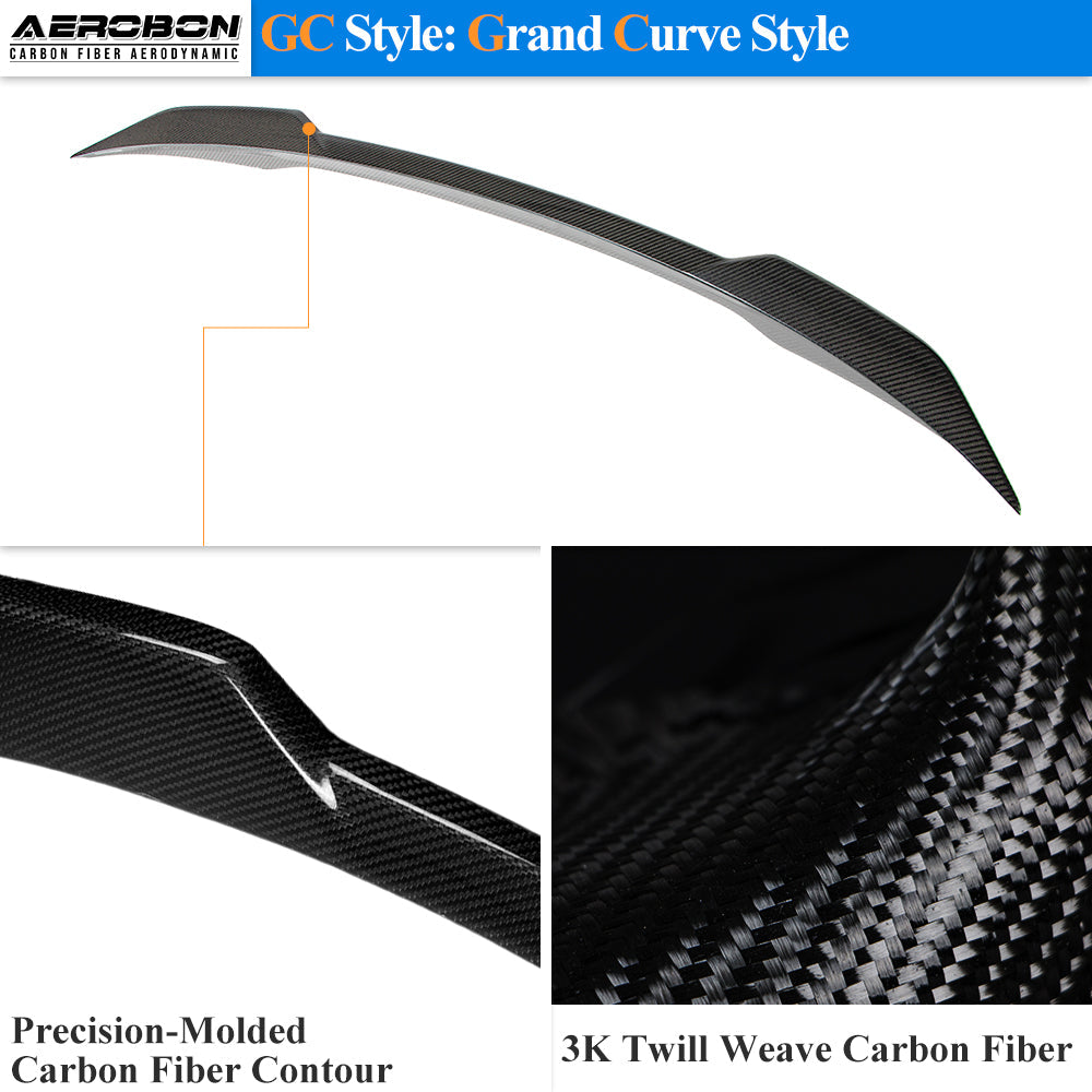 AeroBon Real Carbon Fiber Trunk Spoiler Compatible with 2021-2024 BMW 4 Series G23 Convertible and M4 G83 Convertible Spoiler (GC Style)