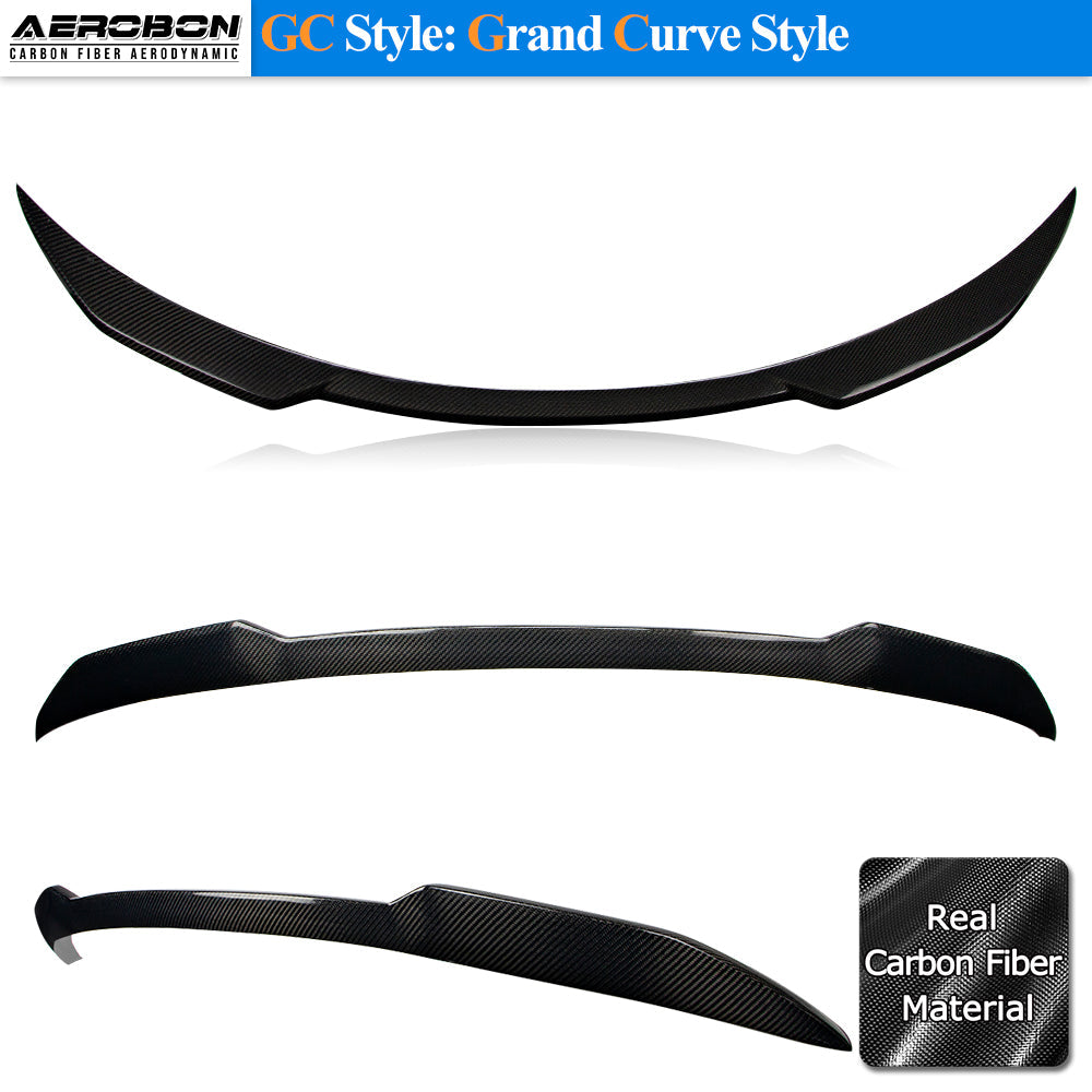 AeroBon Real Carbon Fiber Trunk Spoiler Compatible with 2022-2026 BMW 2 Series G42 Coupe and G87 M2 Spoiler (GC Style) Grand Curve