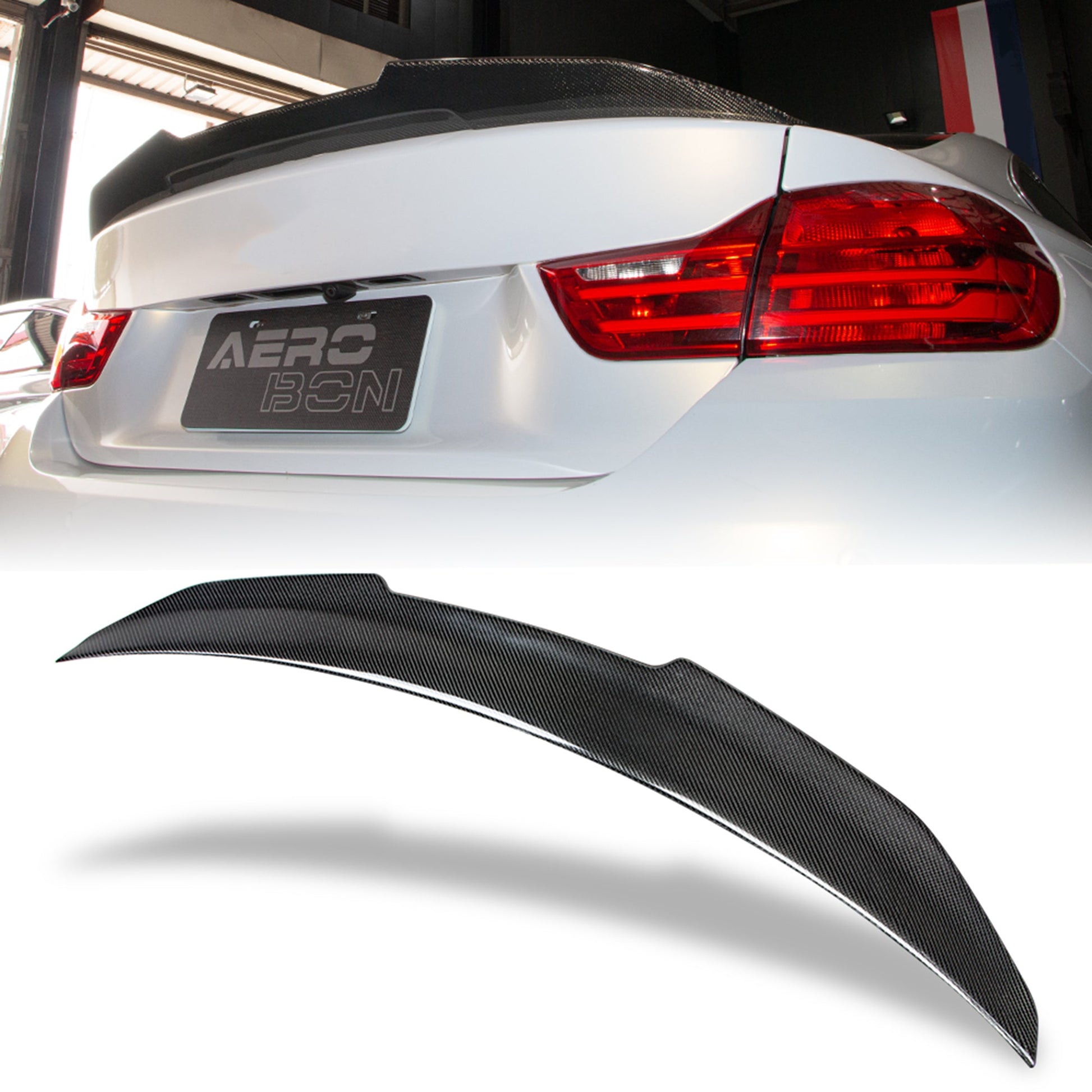 AeroBon Carbon Fiber Trunk Spoiler BMW 4 Series F32 (2013-2020) H - installed on vehicle
