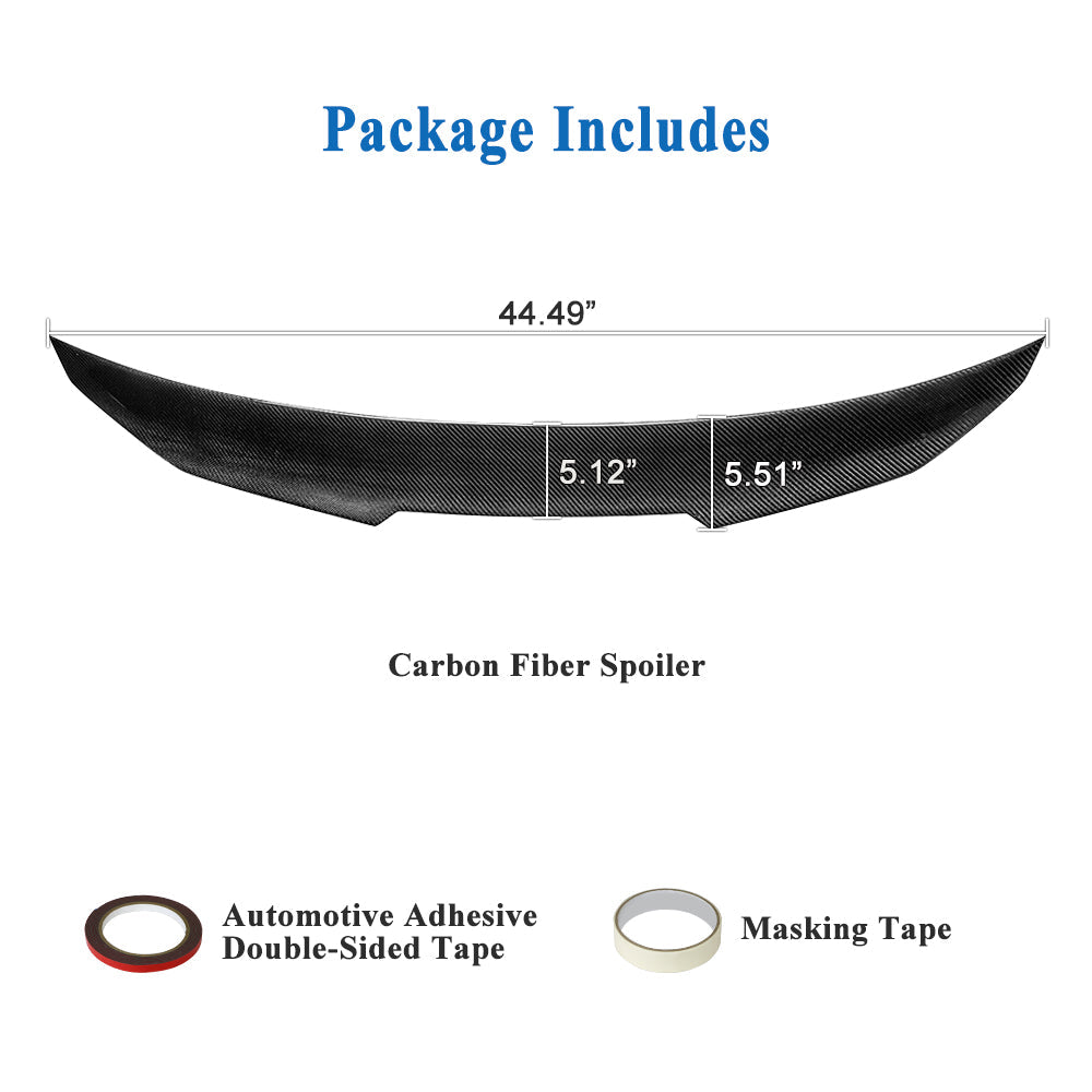AeroBon Real Carbon Fiber Trunk Spoiler Compatible with 2006-2013 BMW 3 Series E92 Coupe and E92 M3 Coupe Rear Spoiler (H Style) High Kick