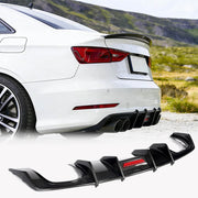 Audi A3 Sline S3 2013-2016 Rear Bumper Diffuser with LED Carbon Fiber