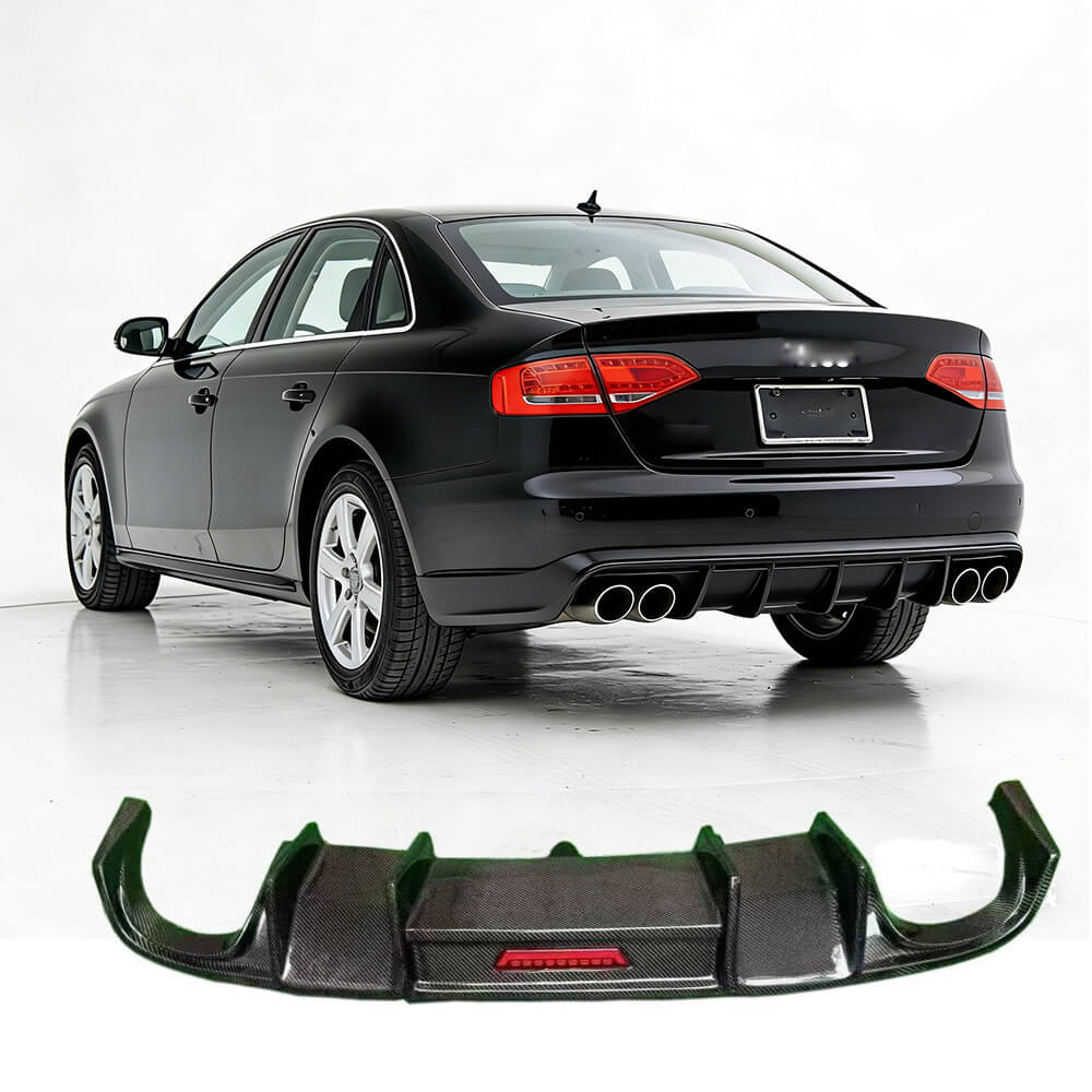 Audi A4 B8 Base Sedan Pre-facelift 2008-2011 Rear Bumper Diffuser Carbon Fiber