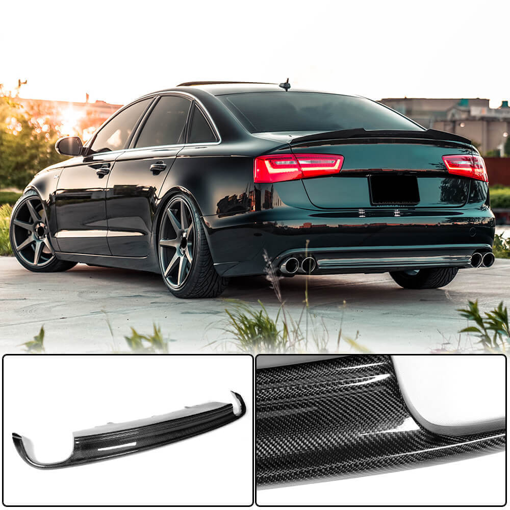 Audi A6 C7 Base Sedan Pre-facelift 2012-2015 Rear Bumper Diffuser Carbon Fiber