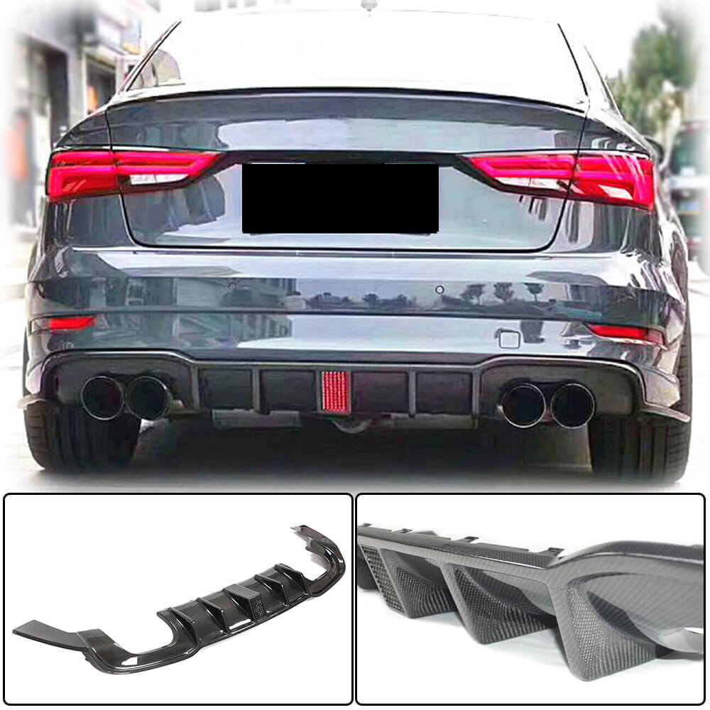 Audi S3 A3 Sline 8V.5 Sedan Facelift 2017-2020 Rear Bumper Diffuser Carbon Fiber