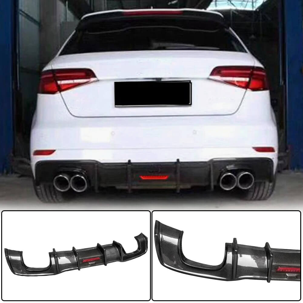 Audi S3 A3 Sline 8V.5 Hatchback Facelift 2017-2020 Rear Bumper Diffuser Carbon Fiber