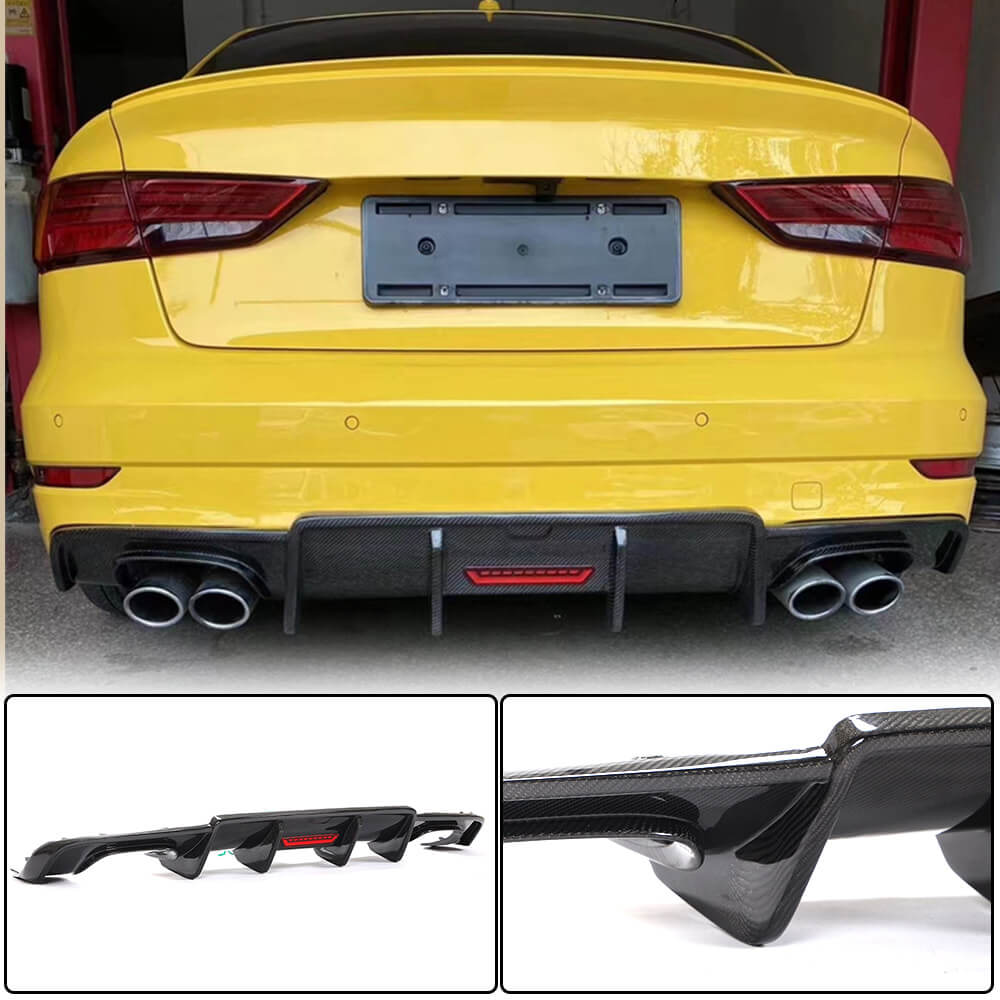 Audi S3 A3 Sline 8V.5 Sedan Facelift 2017-2020 Rear Bumper Diffuser Carbon Fiber