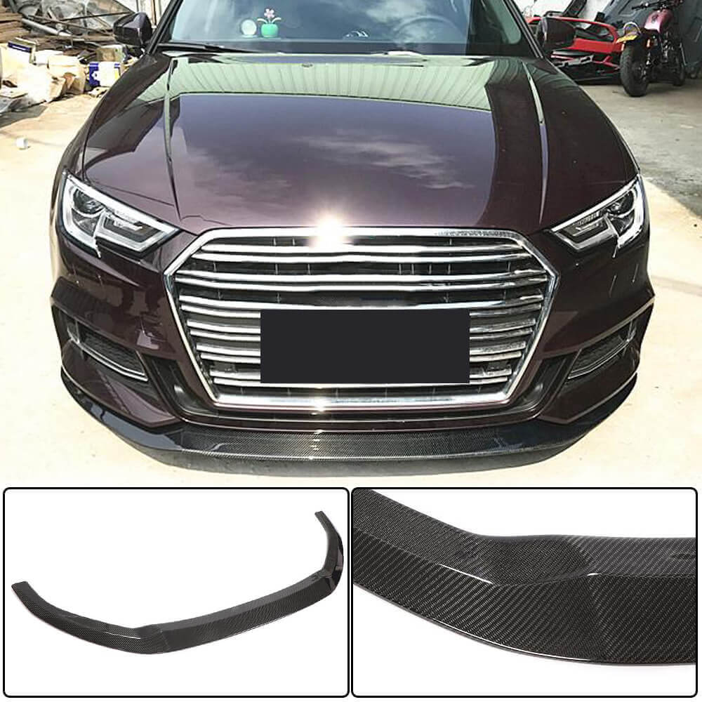 Audi S3 A3 Sline 8V.5 Sedan 2017-2020 Front Bumper Lip Carbon Fiber