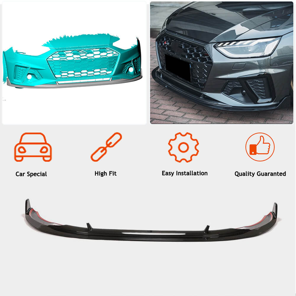 Audi S4 A4 Sline B9.5 Sedan Facelift 2020UP Front Bumper Lip Dry Carbon Fiber
