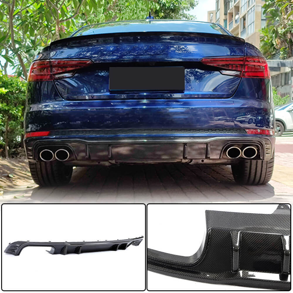 Audi S4 B9 Sedan 2017-2020 Rear Bumper Diffuser Carbon Fiber