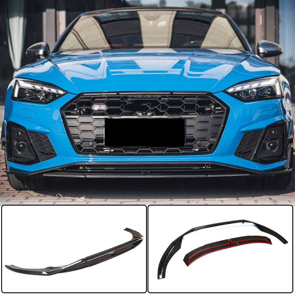 Audi S5 A5 Sline B9.5 2020UP Front Bumper Lip Dry Carbon Fiber
