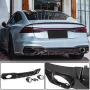 Audi S7 A7 Sline C8 2019-2022 Rear Bumper Diffuser Valance Lip with Exhaust Pipes Dry Carbon Fiber