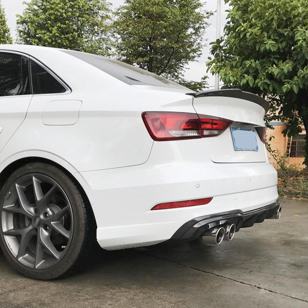 Audi S3 A3 8V Sline Sedan Facelift 2017-2020 Rear Bumper Diffuser Lip Carbon Fiber