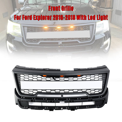 16-17 Explorer Bumper Ford Grill With Lights Front Upper Grille Replacement