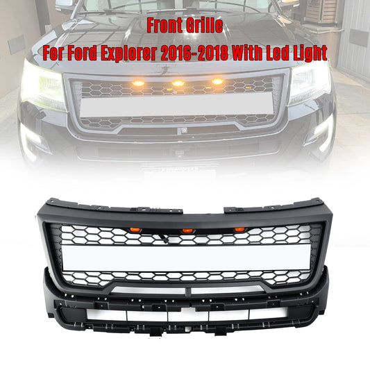 16-17 Explorer Bumper Ford Grill With Lights Front Upper Grille Replacement