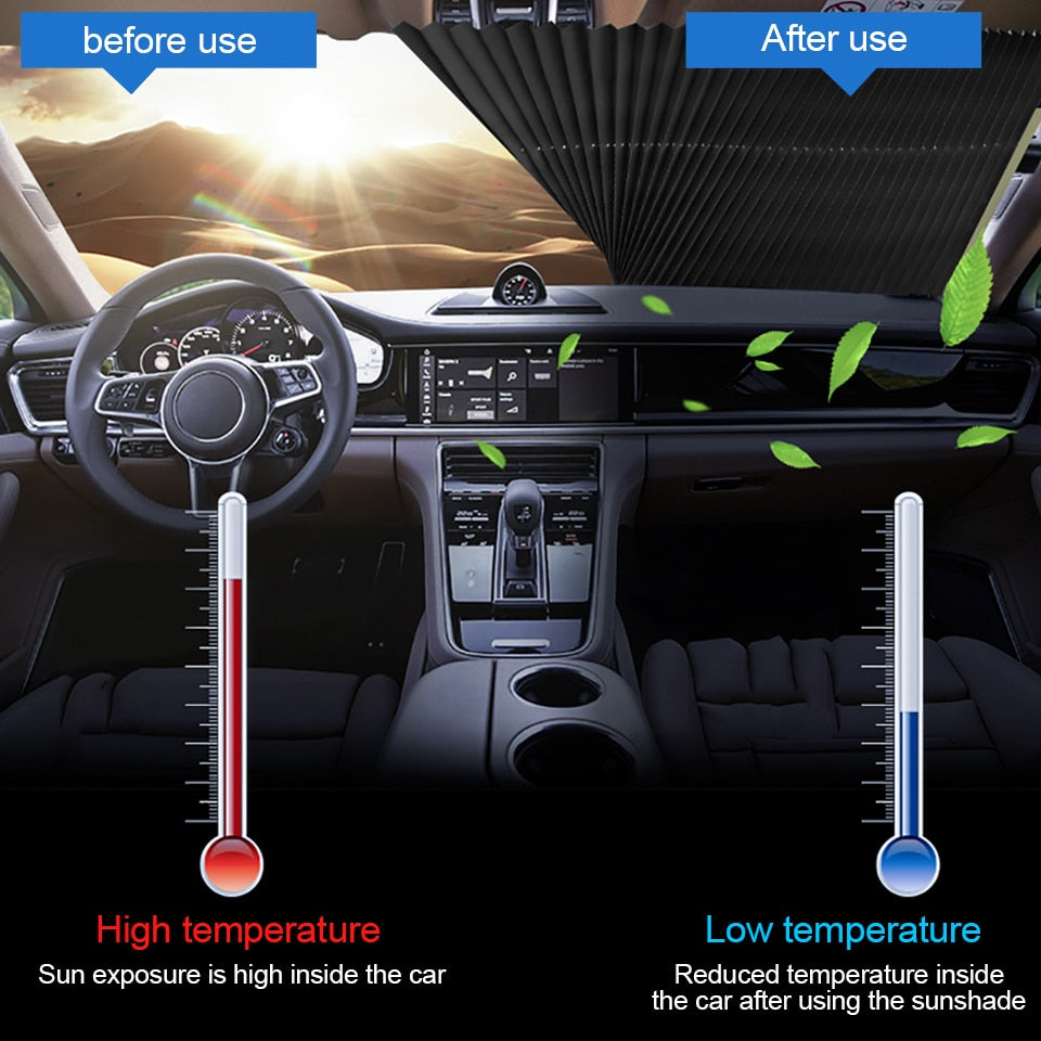 46CM/65CM/70CM/80CM Upgarde Retracta'ble SUV Truck Car Front Windshield Sunshade Rear Window Sun Visor UV Protection Curtain